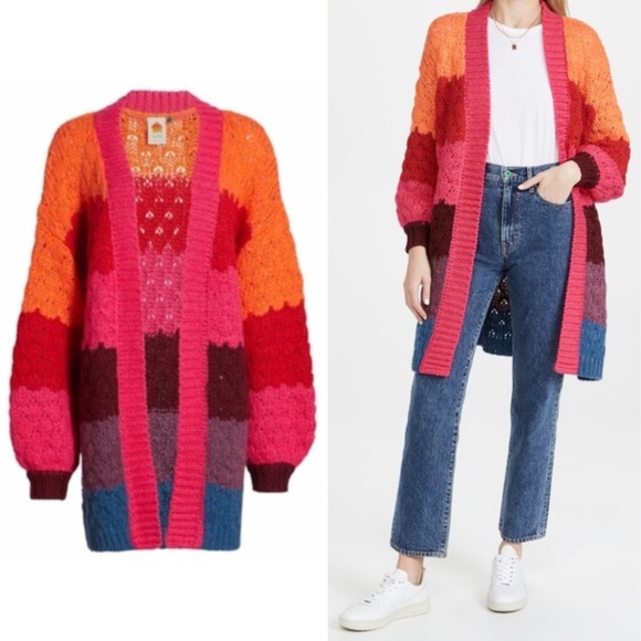 NEW Farm Rio Striped Cardigan Multi Small - Picture 1 of 17